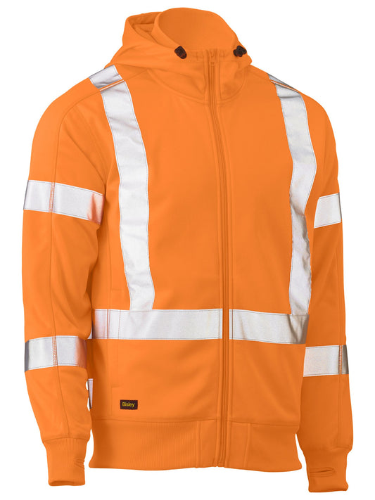 BK6819XT - X Taped Hi Vis Zip Front Fleece Hoodie - UNBRANDED