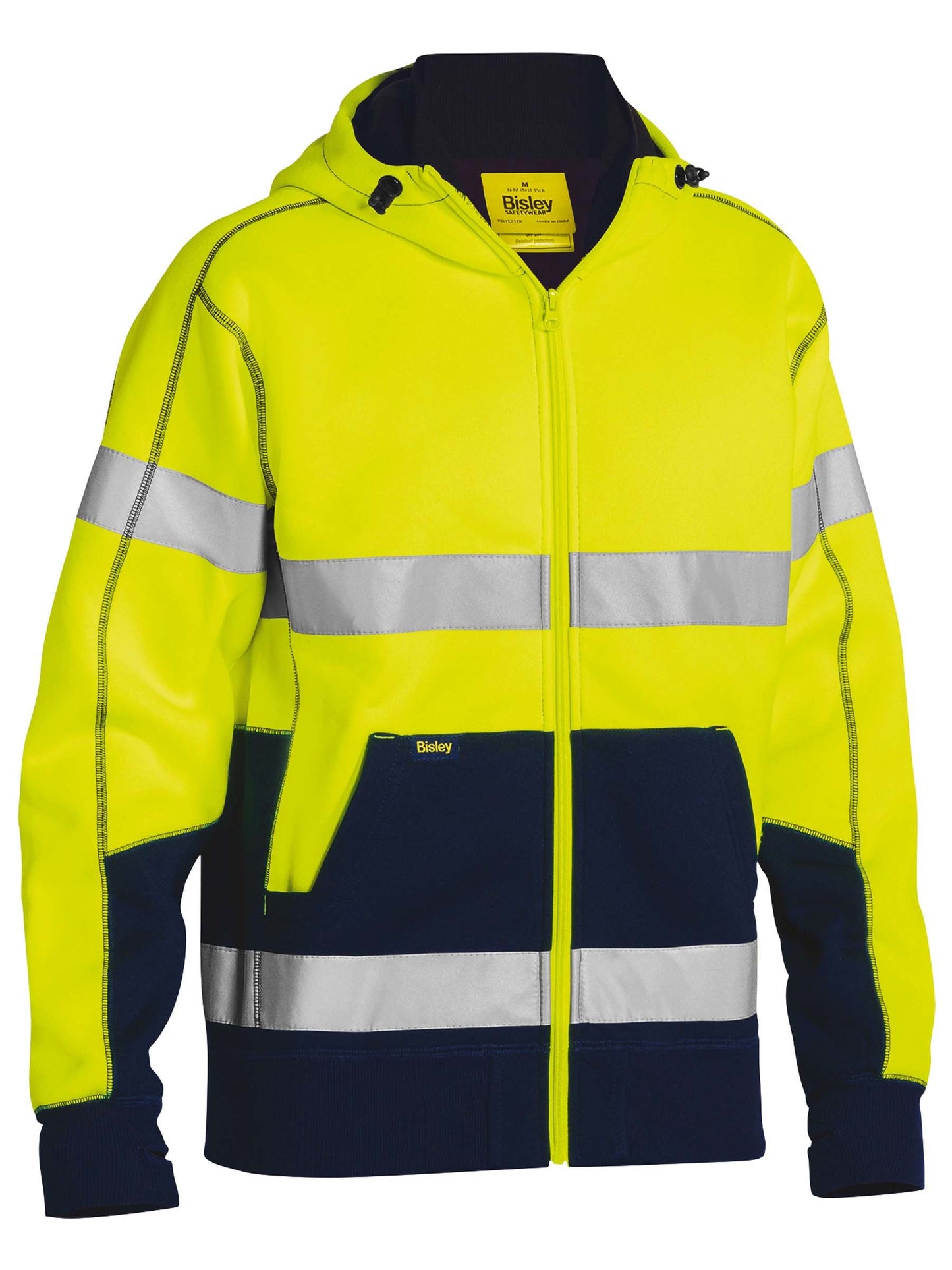 BK6988T - Taped Hi Vis Zip Fleece Hoodie with Sherpa Lining - UNBRANDED