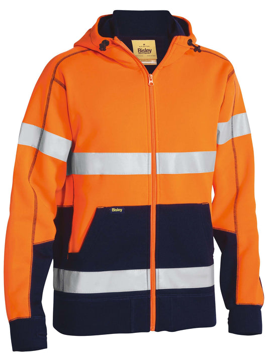 BK6988T - Taped Hi Vis Zip Fleece Hoodie with Sherpa Lining - UNBRANDED