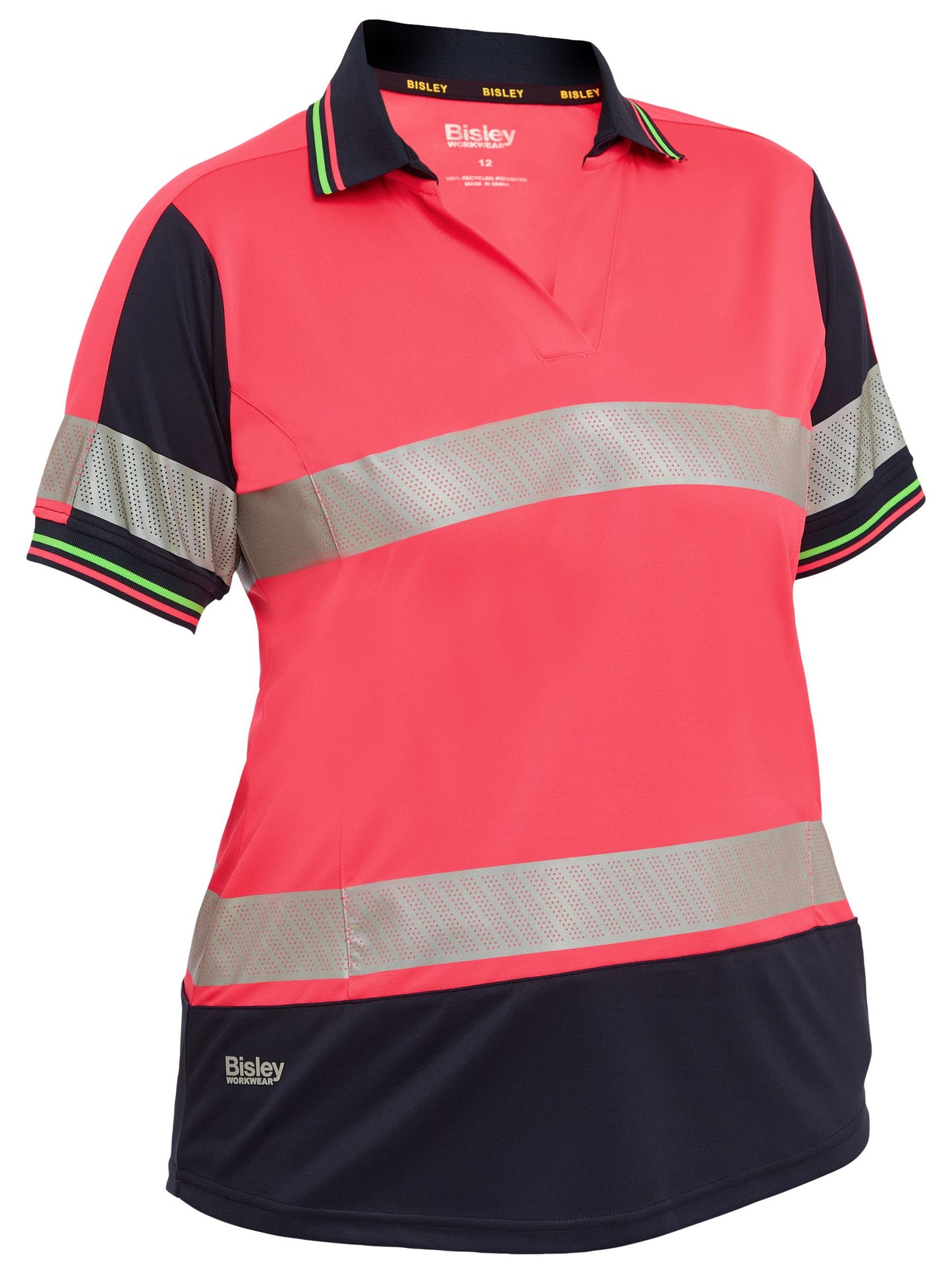 BKL1225T - Women's Taped Two Tone Hi Vis V-Neck Polo - UNBRANDED