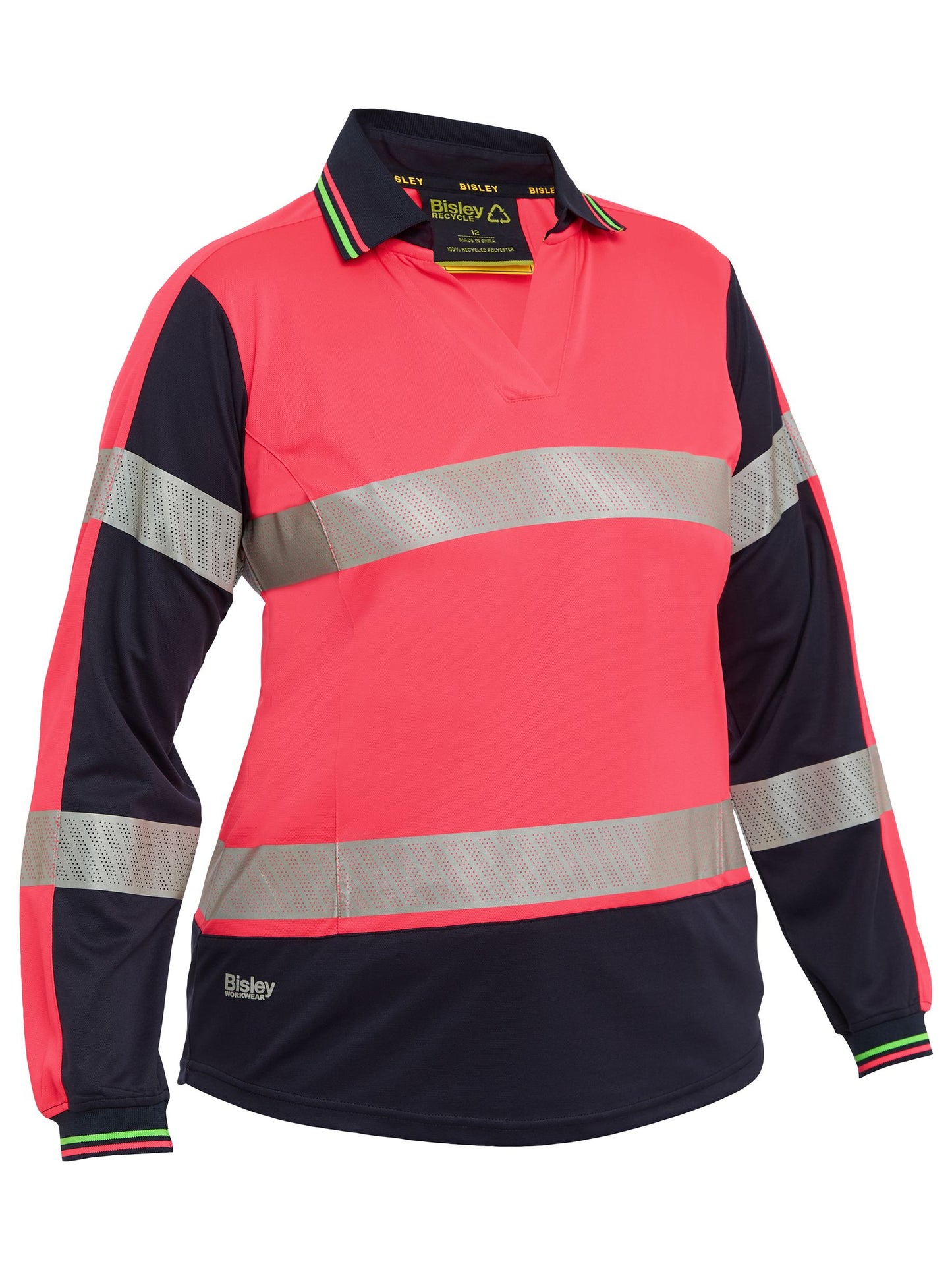 BKL6225T - Women's Taped Two Tone Hi Vis V-Neck Polo - UNBRANDED