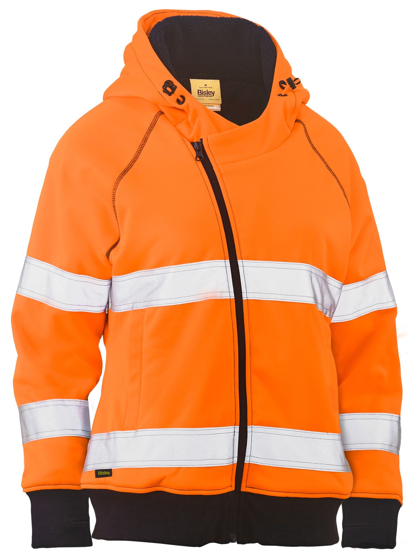 BKL6819T - Women's Taped Hi Vis Fleece Zip Front Hoodie with Sherpa Lining - UNBRANDED