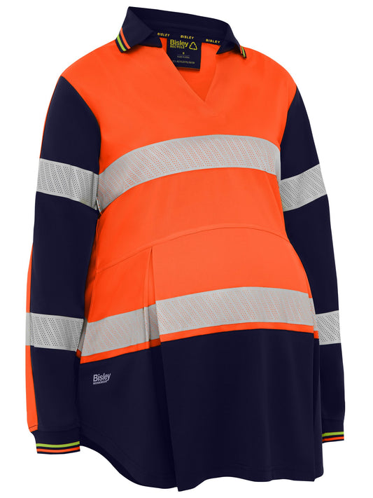 BKLM6225T - Women's Taped Hi Vis Recycled V-Neck Maternity Polo - UNBRANDED