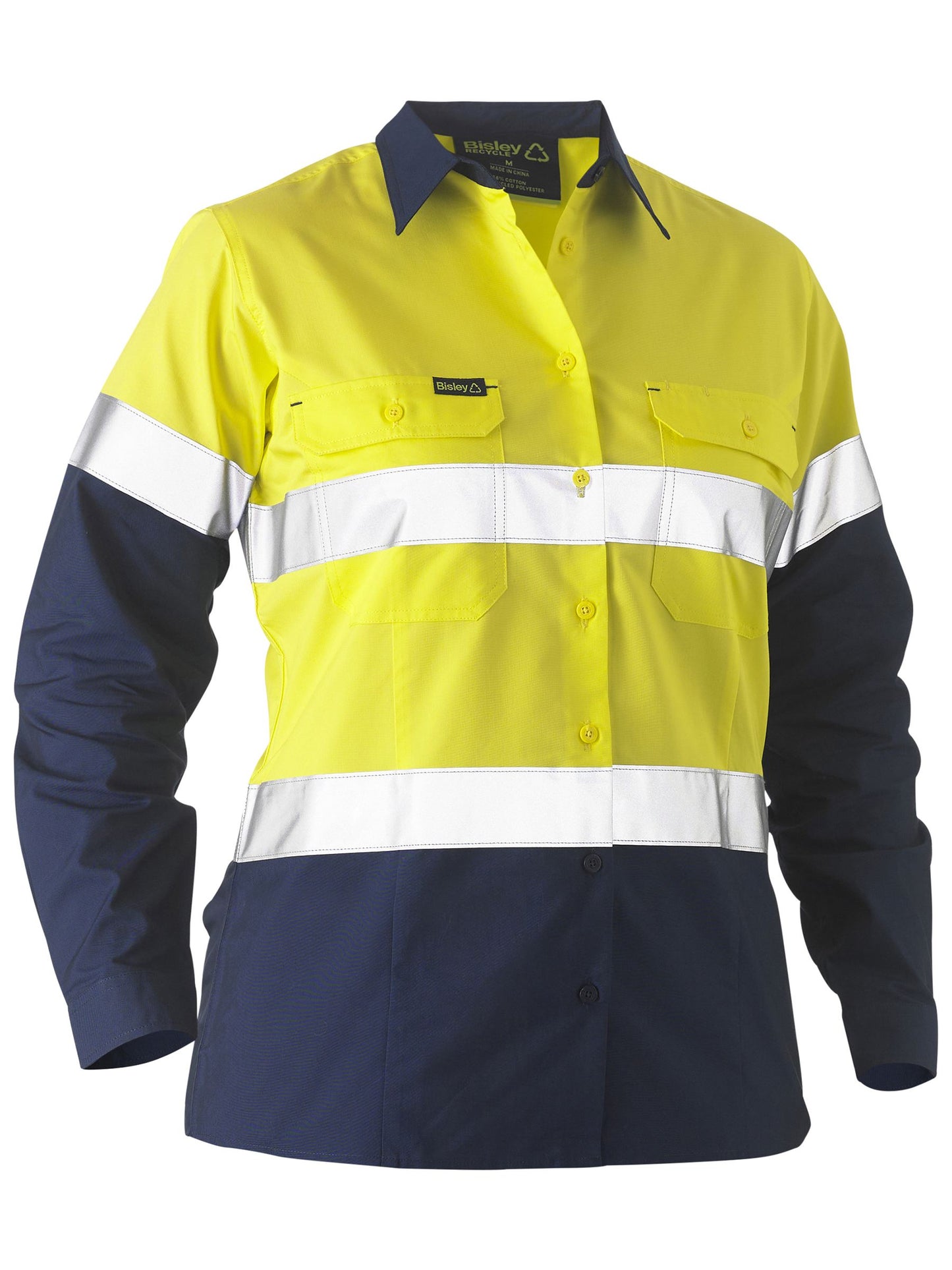 BL6996T - Recycle Women's Taped Two Tone Hi Vis Drill Shirt - UNBRANDED