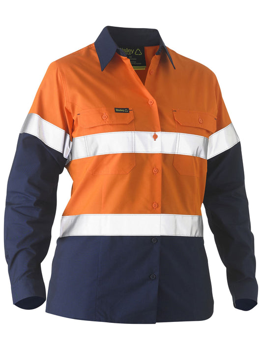 BL6996T - Recycle Women's Taped Two Tone Hi Vis Drill Shirt - UNBRANDED