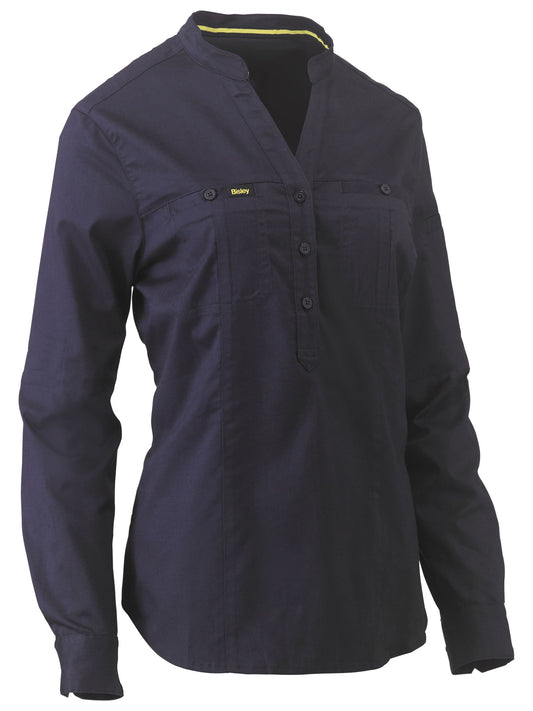BLC6063 - Women's Stretch V-Neck Closed Front Shirt - UNBRANDED