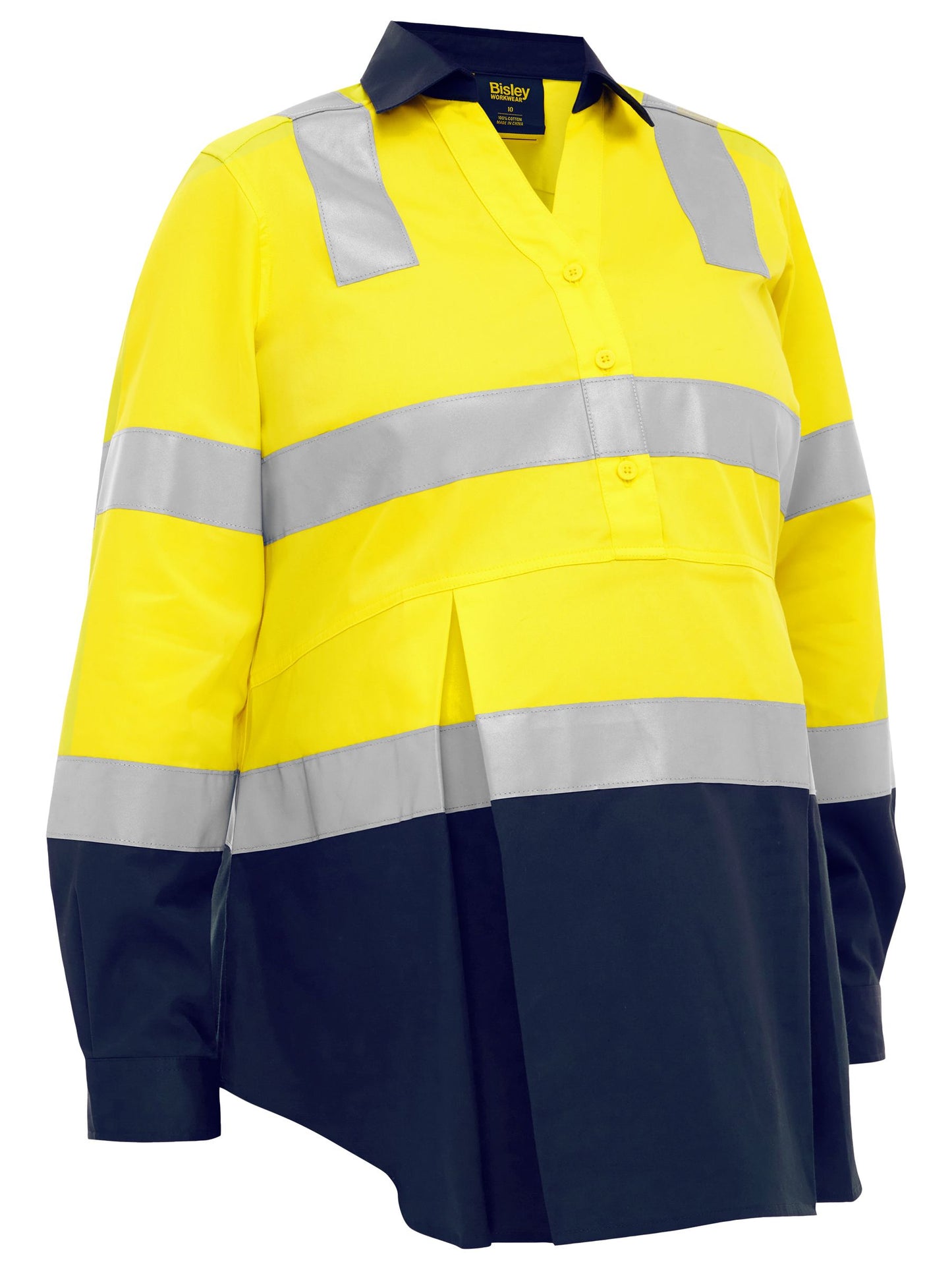 BLM6660T - Women's Taped Two Tone Hi Vis Closed Front Maternity Shirt - UNBRANDED