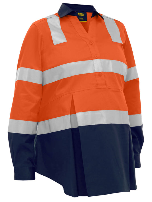 BLM6660T - Women's Taped Two Tone Hi Vis Closed Front Maternity Shirt - UNBRANDED