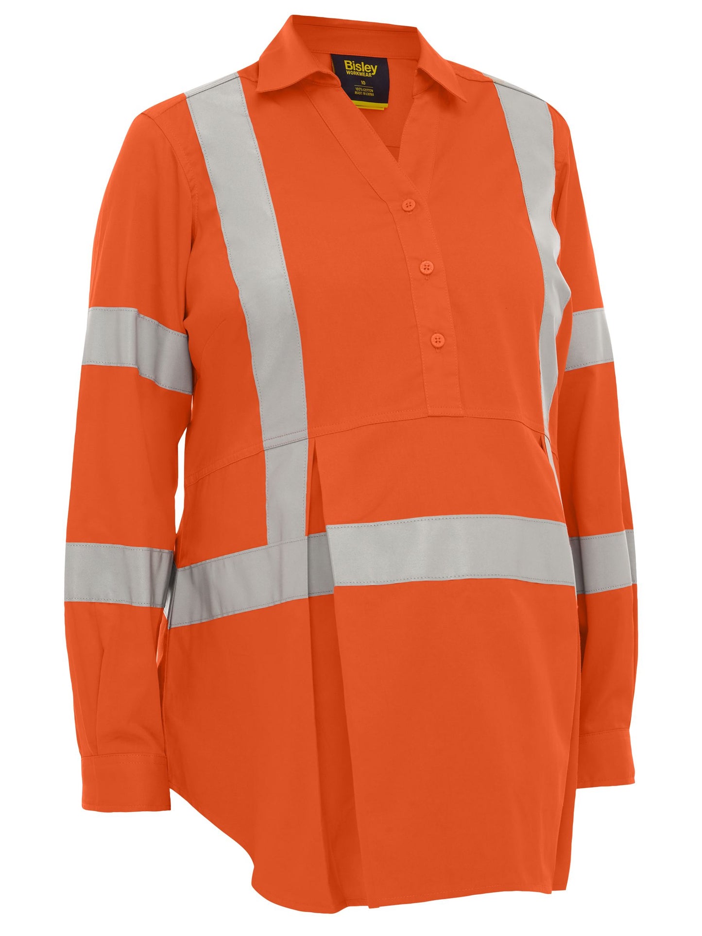 BLM6660XT - Women's X Taped Hi Vis Closed Front Maternity Shirt - UNBRANDED