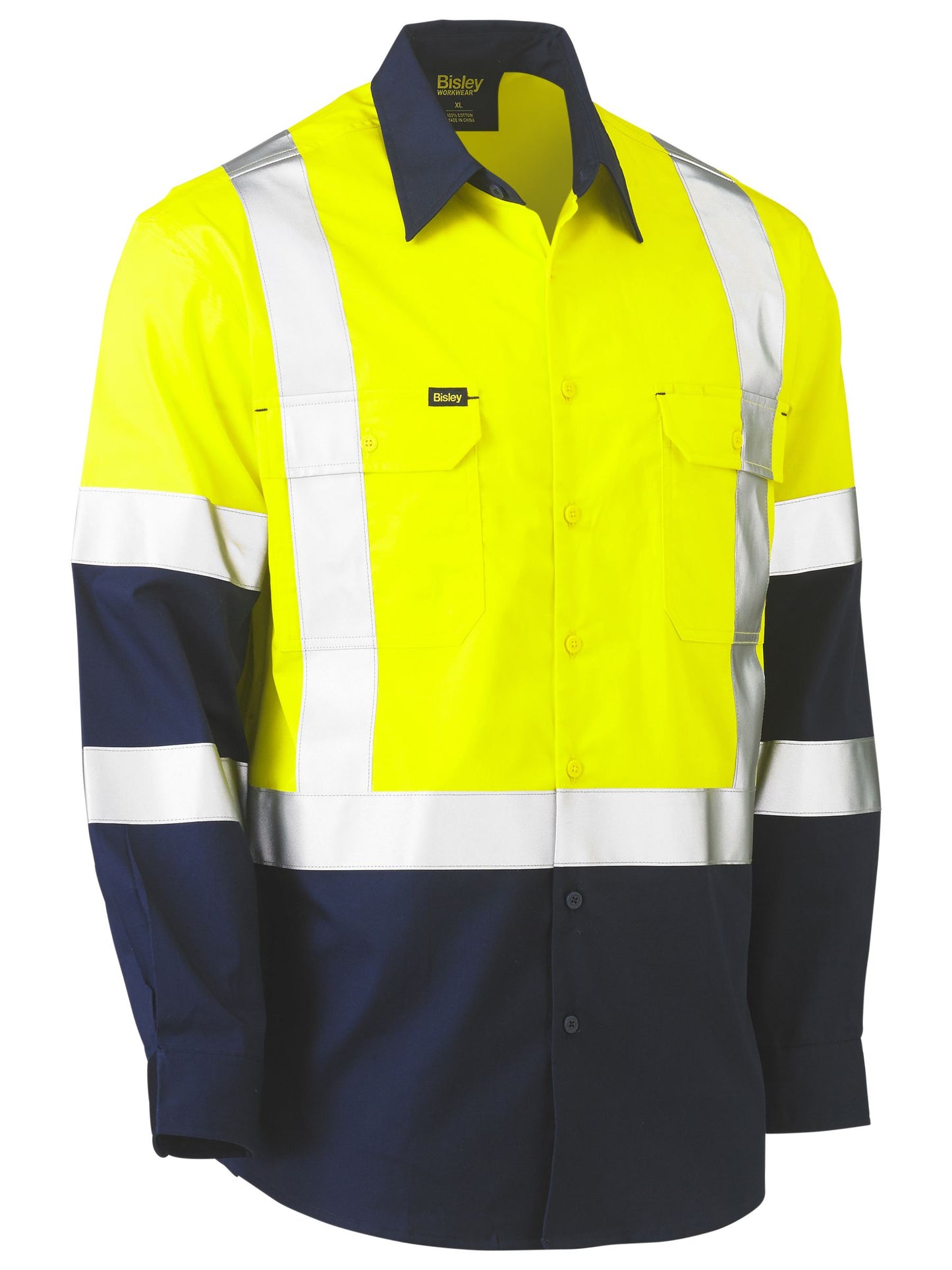 BS6696XT - X Taped Biomotion Two Tone Hi Vis Lightweight Drill Shirt - UNBRANDED