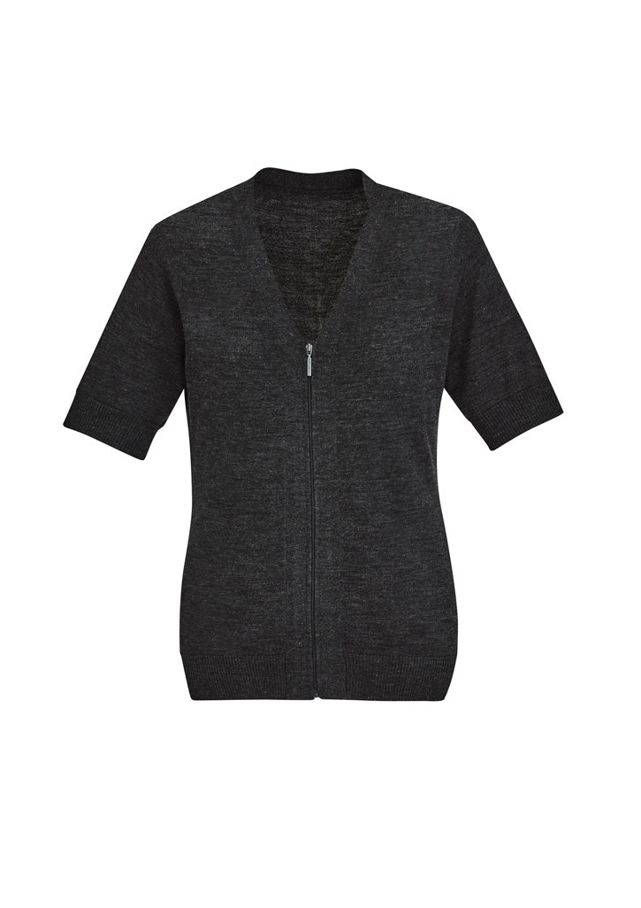 CK962LC - Womens Zip Front Short Sleeve Knit Cardigan - UNBRANDED