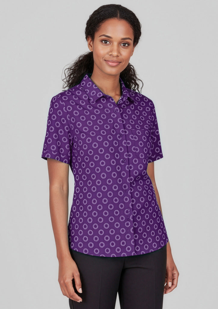 CS948LS - Womens Florence Daisy Print Short Sleeve Shirt - UNBRANDED