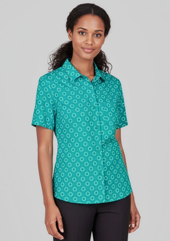 CS948LS - Womens Florence Daisy Print Short Sleeve Shirt - UNBRANDED