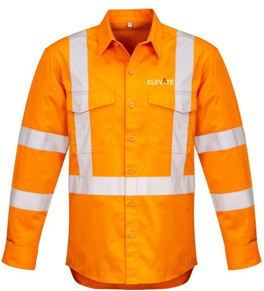 ELEVATE CIVIL - Mens Hi Vis X Back Taped Long Sleeve Shirt ZW690