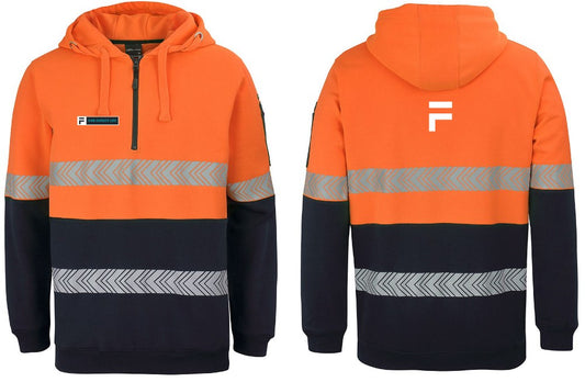 FAB DIRECT - JB's Hi Vis (D+N) 1/2 Zip Segmented Tape Hoodie 6HZSH