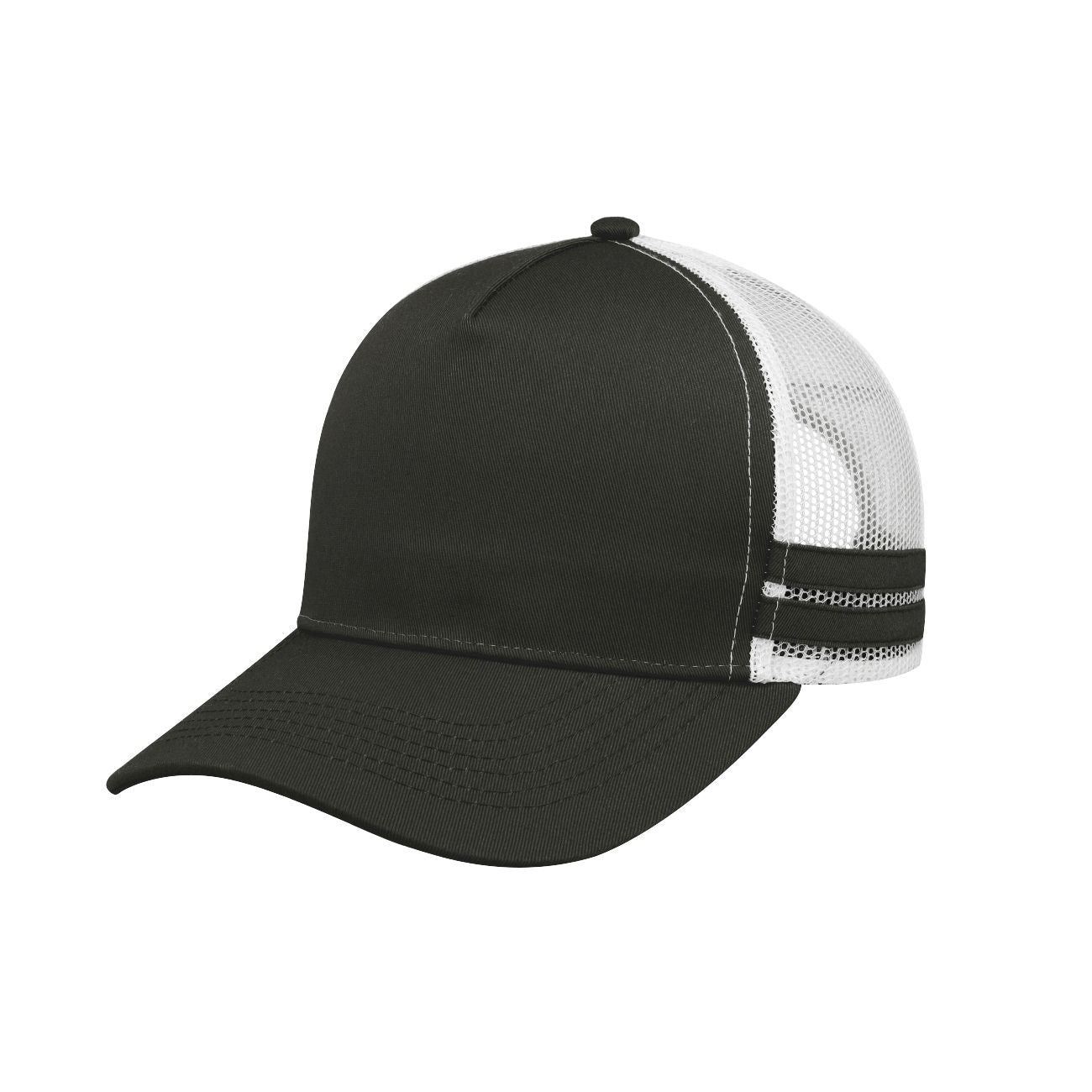 F24503 - F24503 Headwear24 Stripe Trucker Curved Peak - UNBRANDED