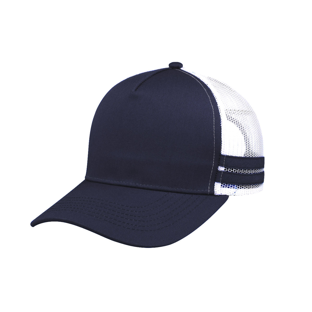 F24503 - F24503 Headwear24 Stripe Trucker Curved Peak - UNBRANDED