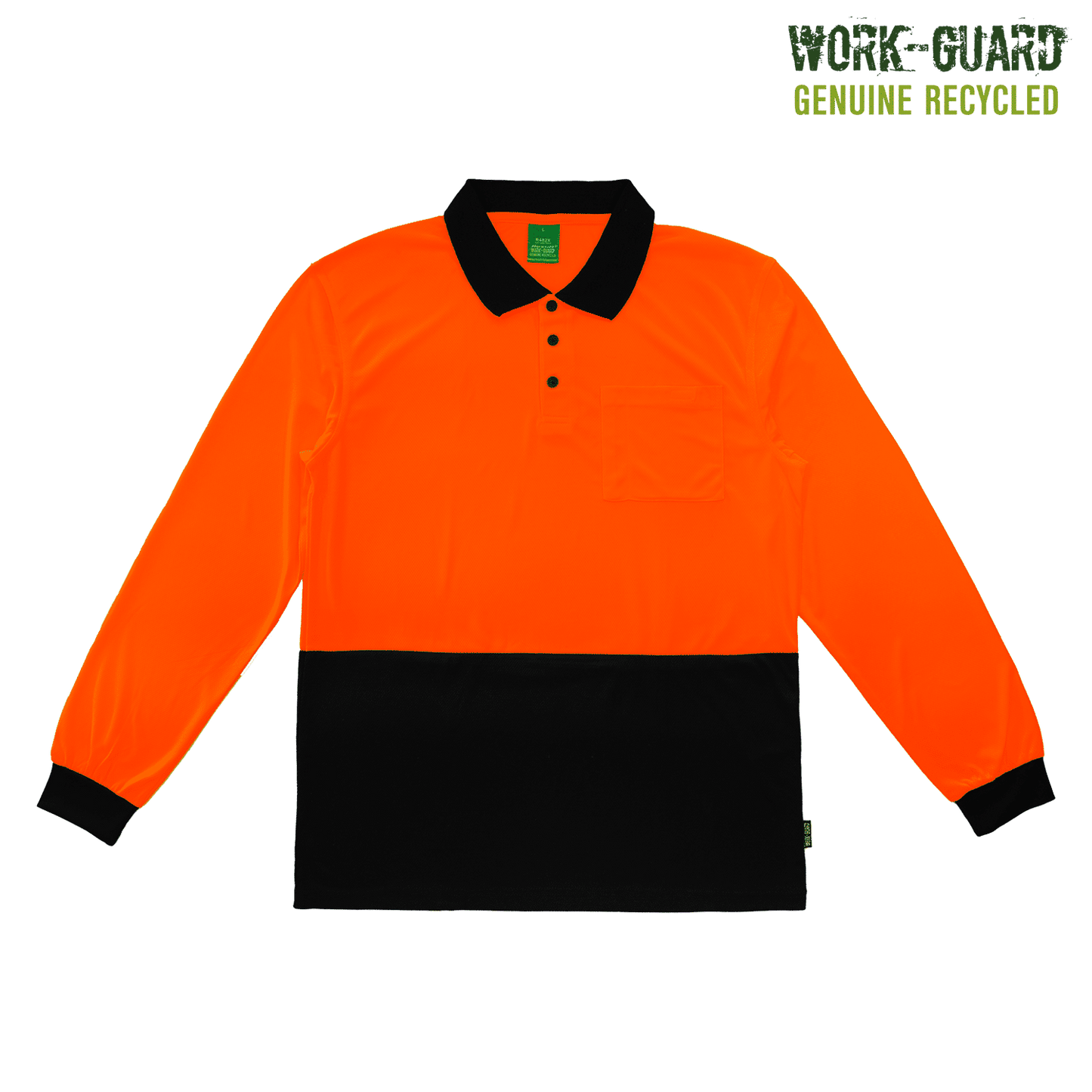 R482X - R482X Workguard Recycled Hi Vis LS Polo - UNBRANDED