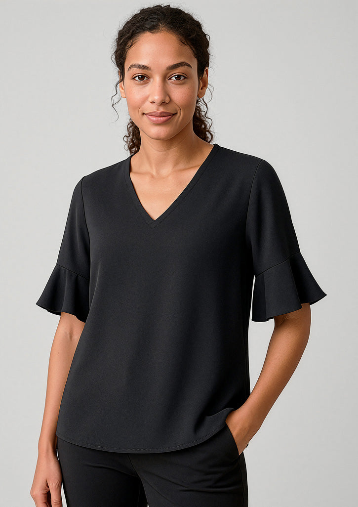 RB966LS - Womens Aria Fluted Sleeve Blouse - UNBRANDED