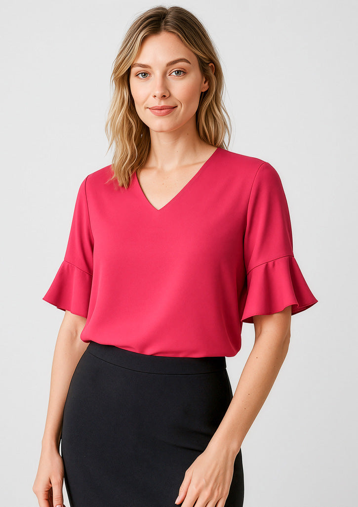 RB966LS - Womens Aria Fluted Sleeve Blouse - UNBRANDED