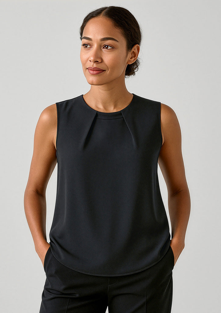 RB973LN - Womens Estelle Sleeveless Pleat Detail Blouse - UNBRANDED