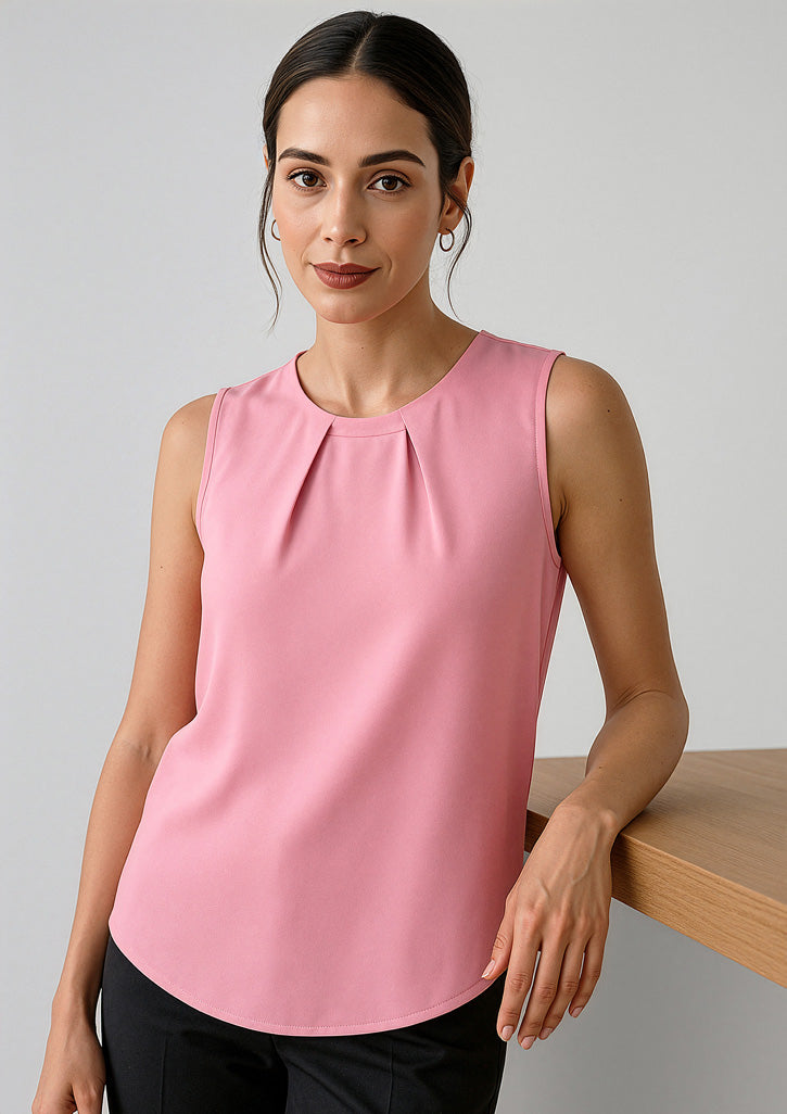 RB973LN - Womens Estelle Sleeveless Pleat Detail Blouse - UNBRANDED