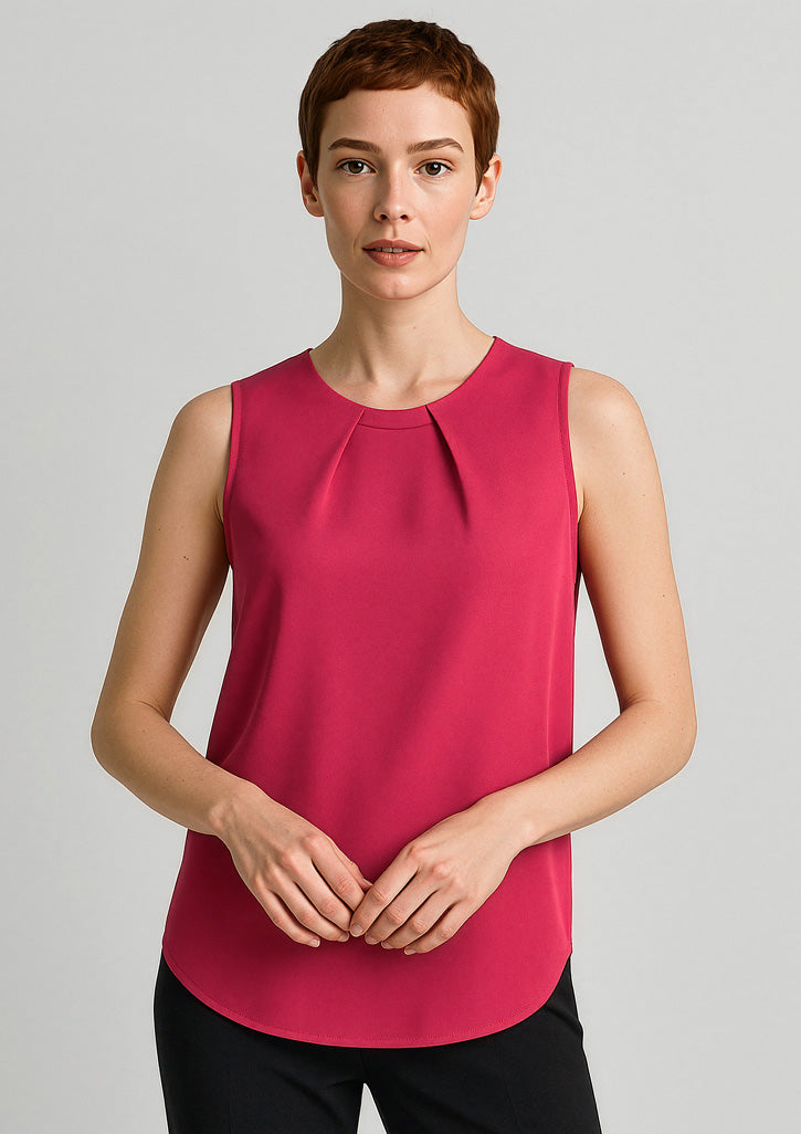 RB973LN - Womens Estelle Sleeveless Pleat Detail Blouse - UNBRANDED