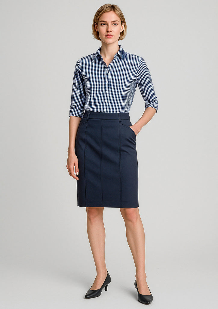 RGS264L - Womens Mid Waist Stretch Chino Skirt - UNBRANDED