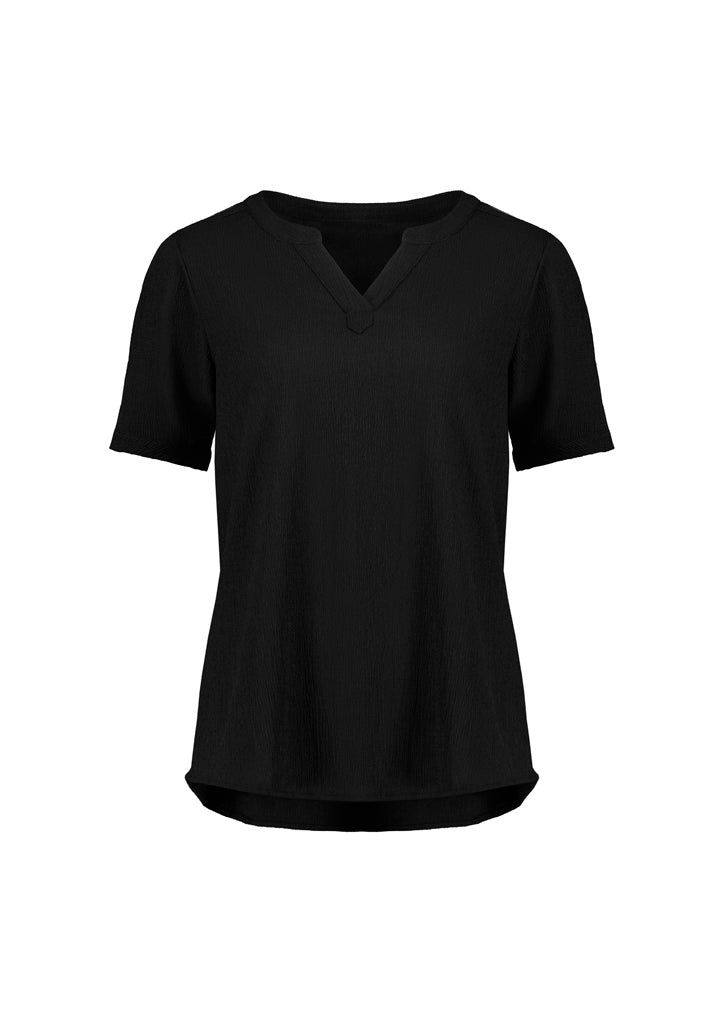 RU568LS - Womens Ruche Short Sleeve Blouse - UNBRANDED