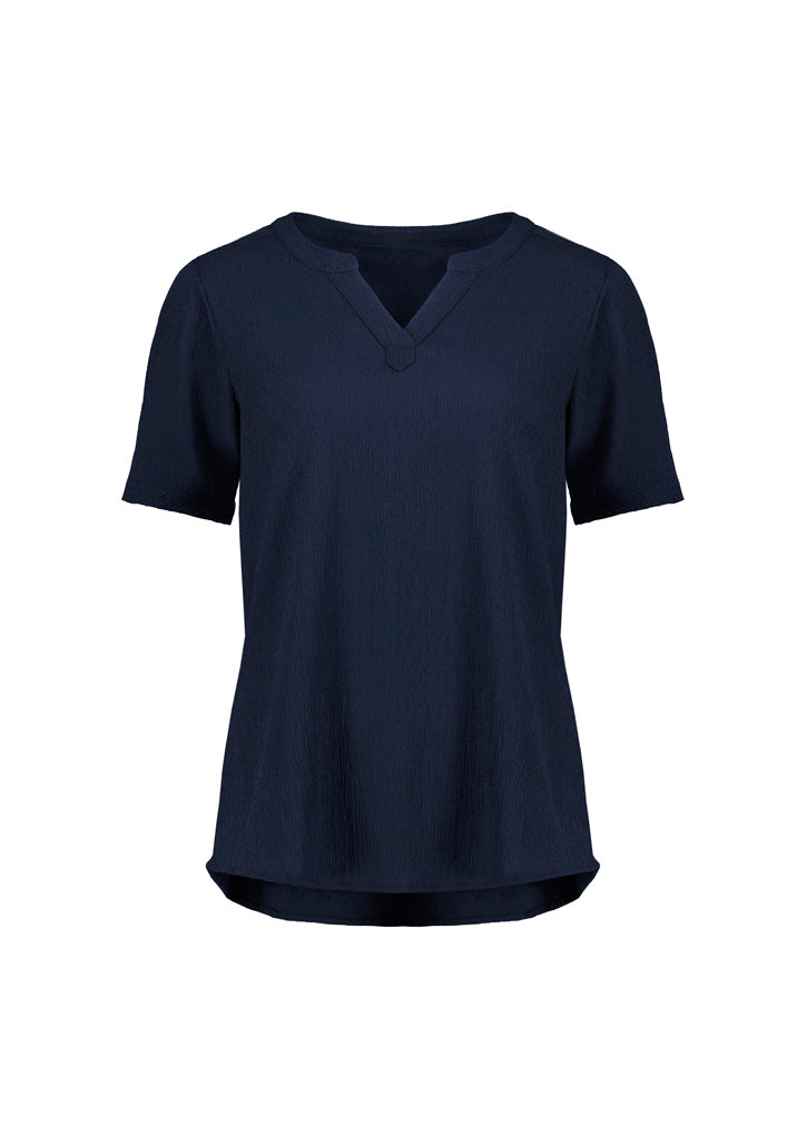 RU568LS - Womens Ruche Short Sleeve Blouse - UNBRANDED