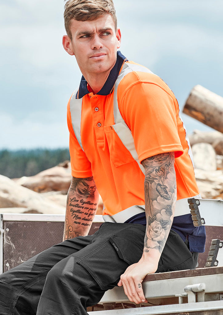 ZH233 - Mens Hi Vis Spliced Short Sleeve Polo - Shoulder Taped - UNBRANDED