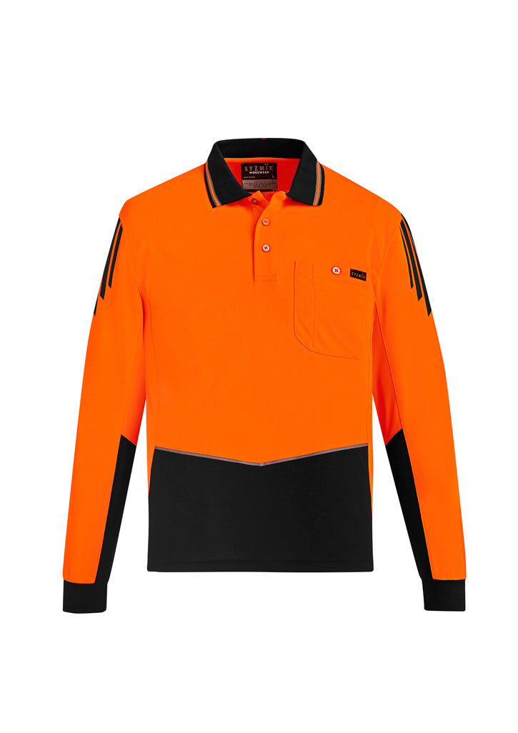 ZH310 - Mens Hi Vis Flux Long Sleeve Polo - UNBRANDED