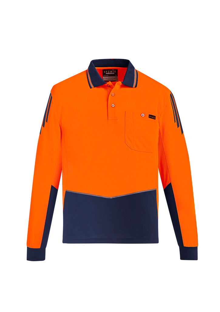 ZH310 - Mens Hi Vis Flux Long Sleeve Polo - UNBRANDED