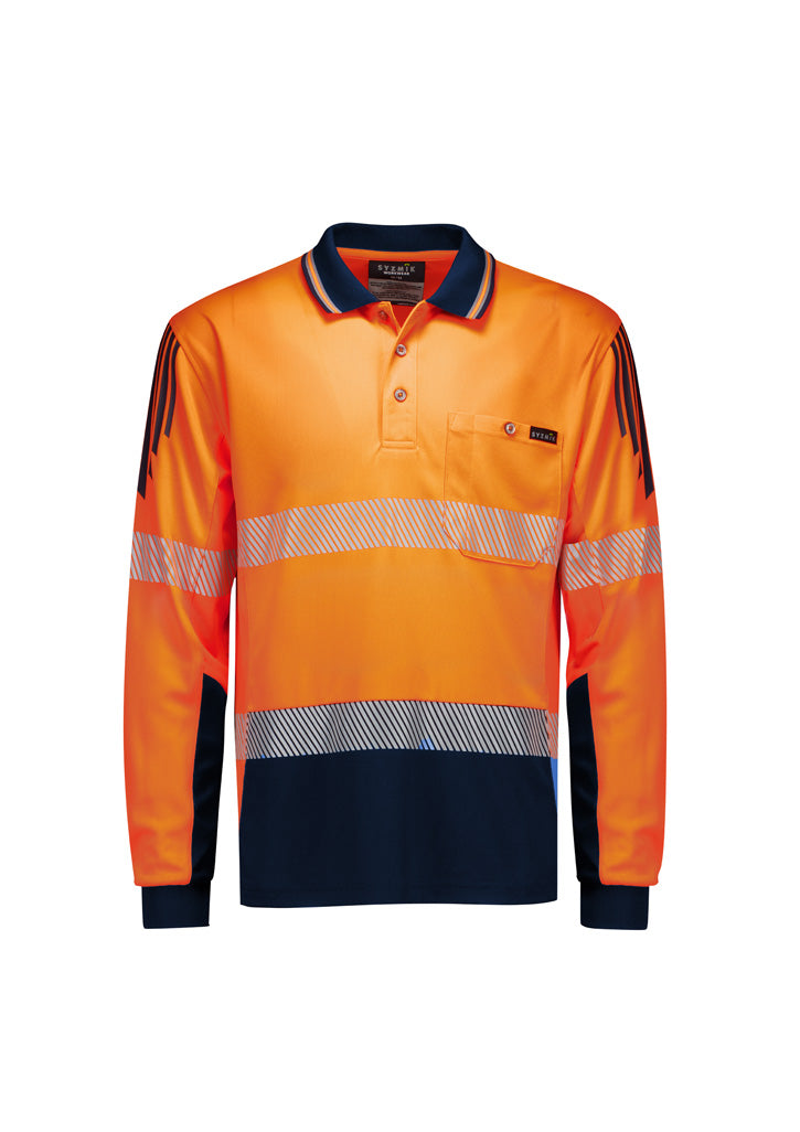 ZH550 - Mens Hi Vis Flux Segmented Tape Long Sleeve Polo - UNBRANDED