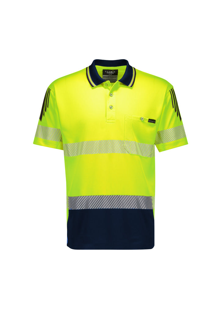ZH555 - Mens Hi Vis Flux Segmented Tape Short Sleeve Polo - UNBRANDED