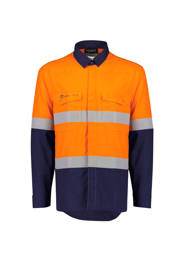 ZW180 - Mens Orange Flame Lightweight Ripstop Shirt - Hoop Taped - UNBRANDED